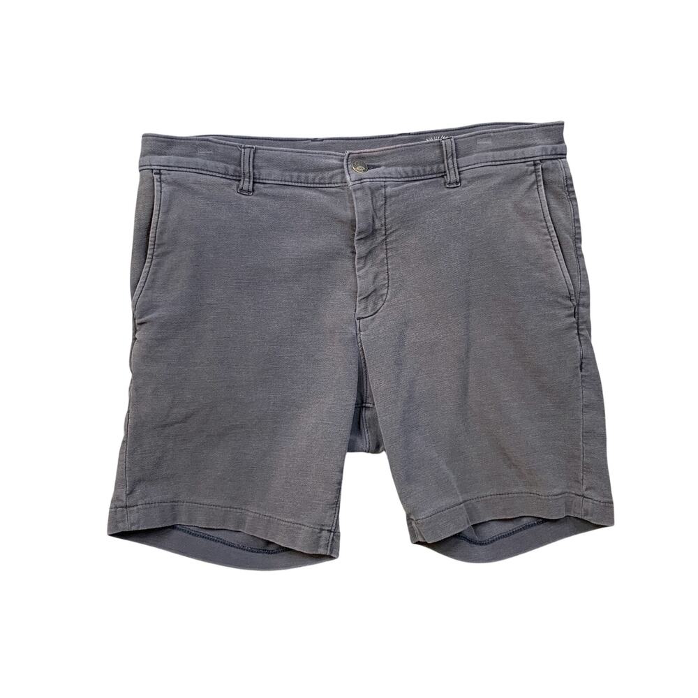Faherty Shorts Mens 33 Washed Navy Stretch Terry Cotton Blend Flat Front Casual
